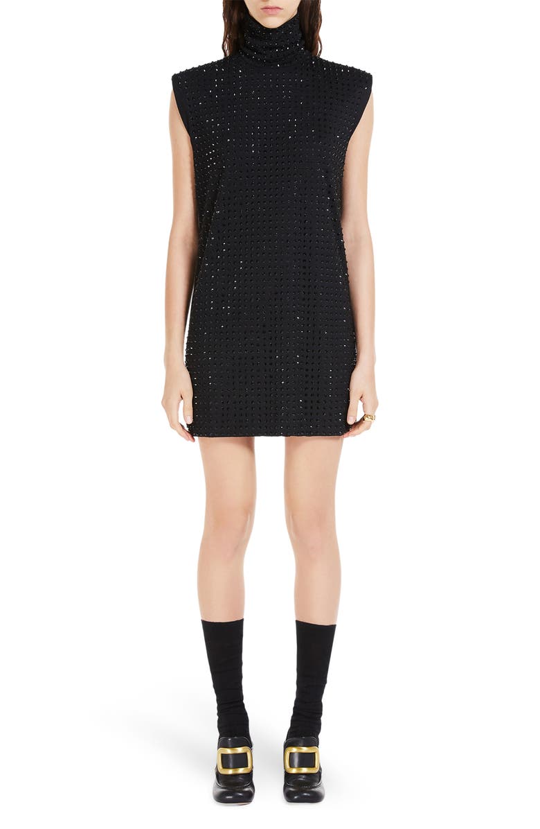 SPORTMAX Sleeveless Crystal Embellished Turtleneck Sweater Dress, Main, color,