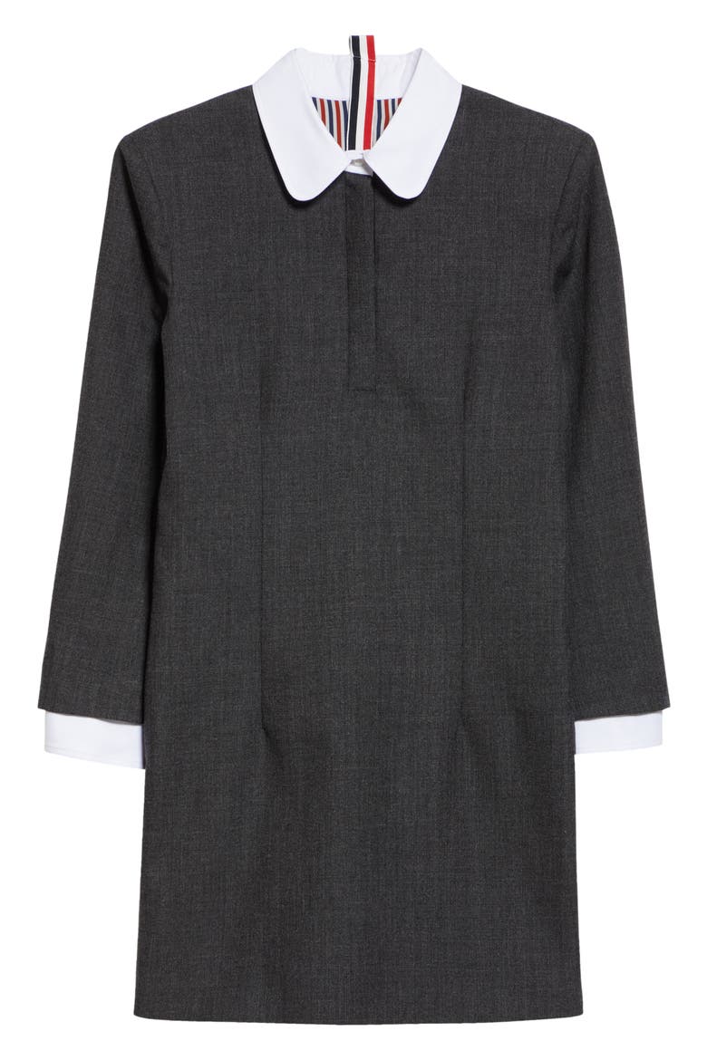 Wool & Cotton Mixed Media Minidress, Alternate, color, DARK GREY