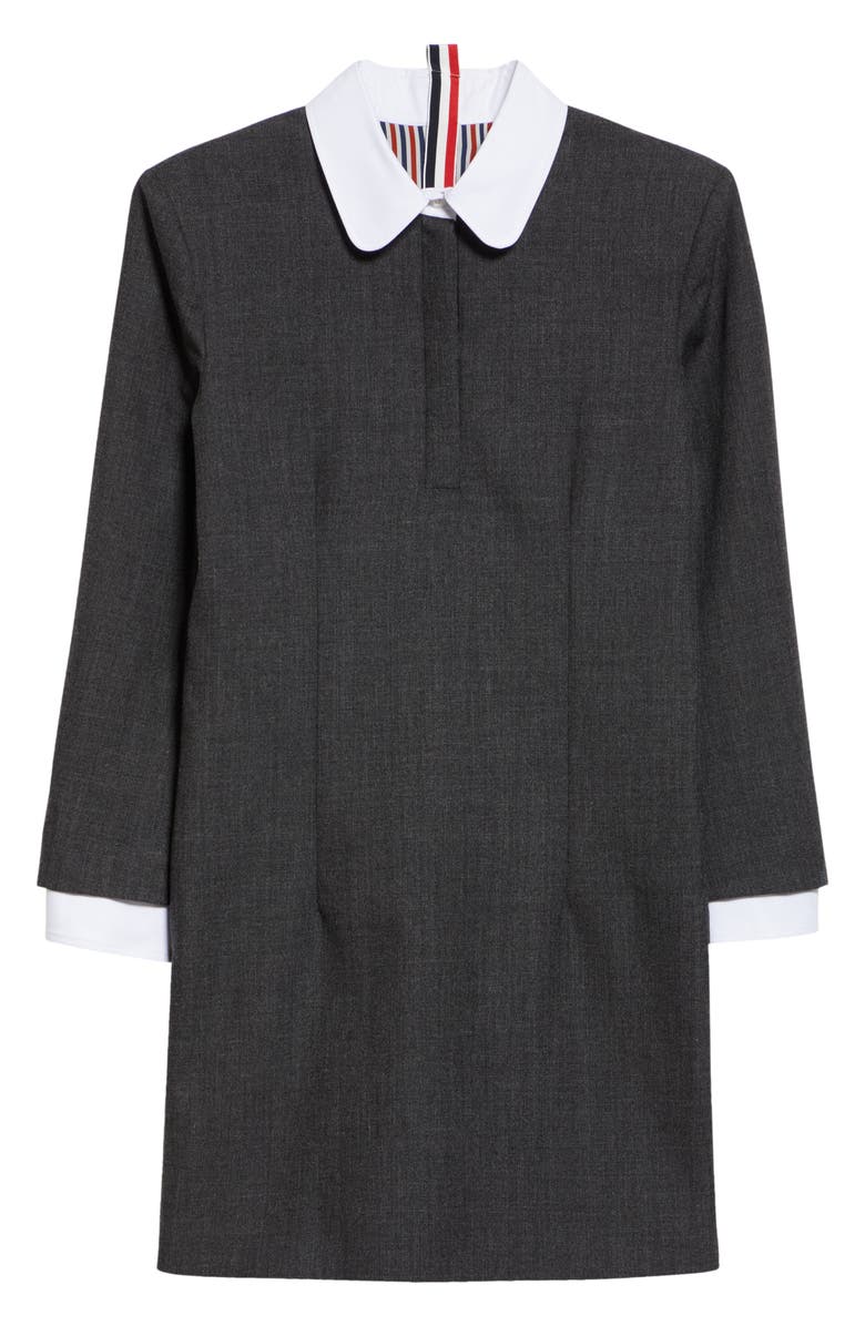 Thom Browne Wool & Cotton Mixed Media Minidress, Alternate, color, Dark Grey