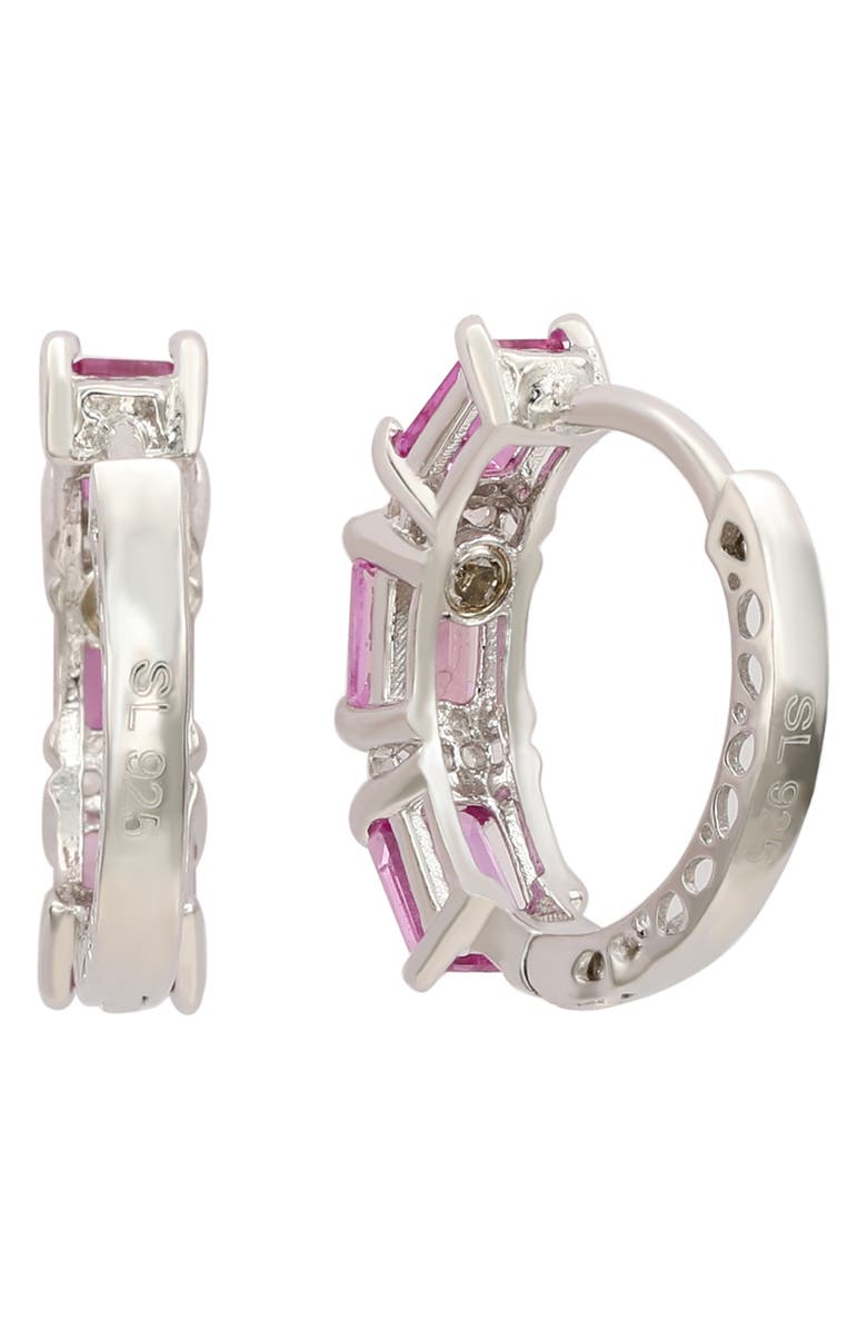 SUZY LEVIAN Sapphire Hoop Earrings, Alternate, color, Pink/ Silver
