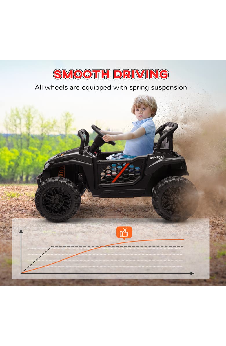 Qaba 12V Kids Ride On Truck w/ Remote Control, 4-Wheel Suspension, Alternate, color, Black