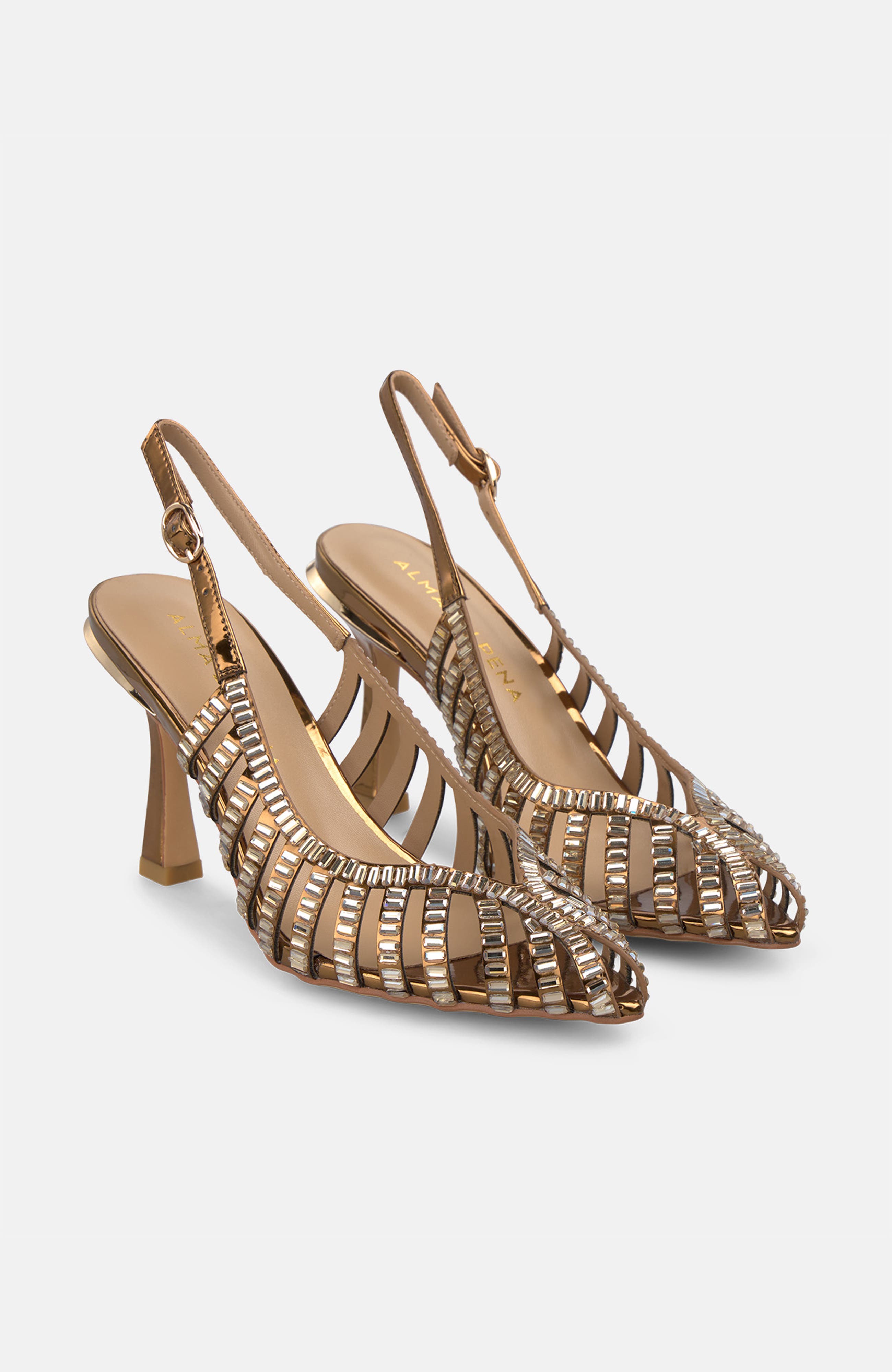 Metallic Grilled Pumps, Alternate, color, Bronze