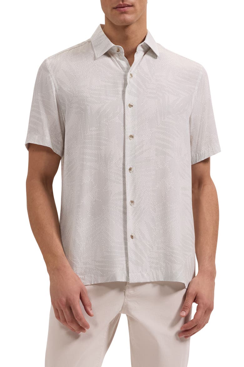 Vero Shaped Fit Microdot Short Sleeve Button-Up Shirt, Main, color, WHITE