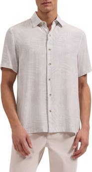 Bugatchi Vero Shaped Fit Microdot Short Sleeve Button-Up Shirt