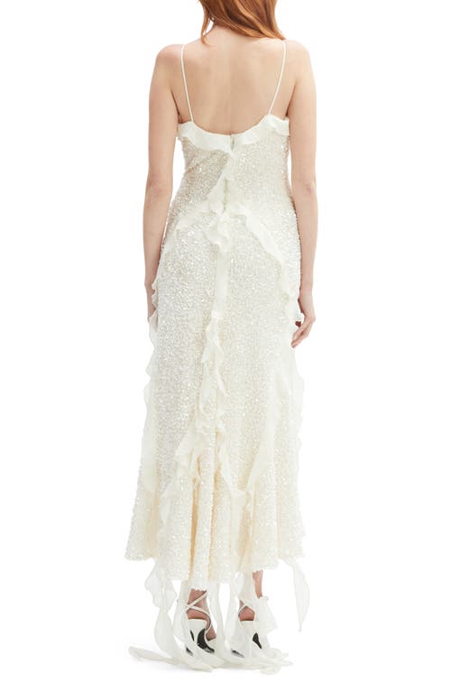 Bardot Marsella Ruffle Sequin Cocktail Dress In White