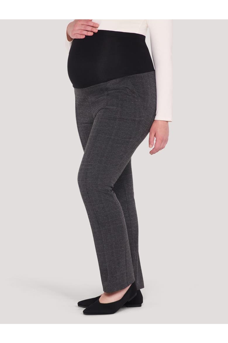 Mia Secret Fit Over the Belly Slim Straight Leg Pant, Alternate, color, Grey Plaid