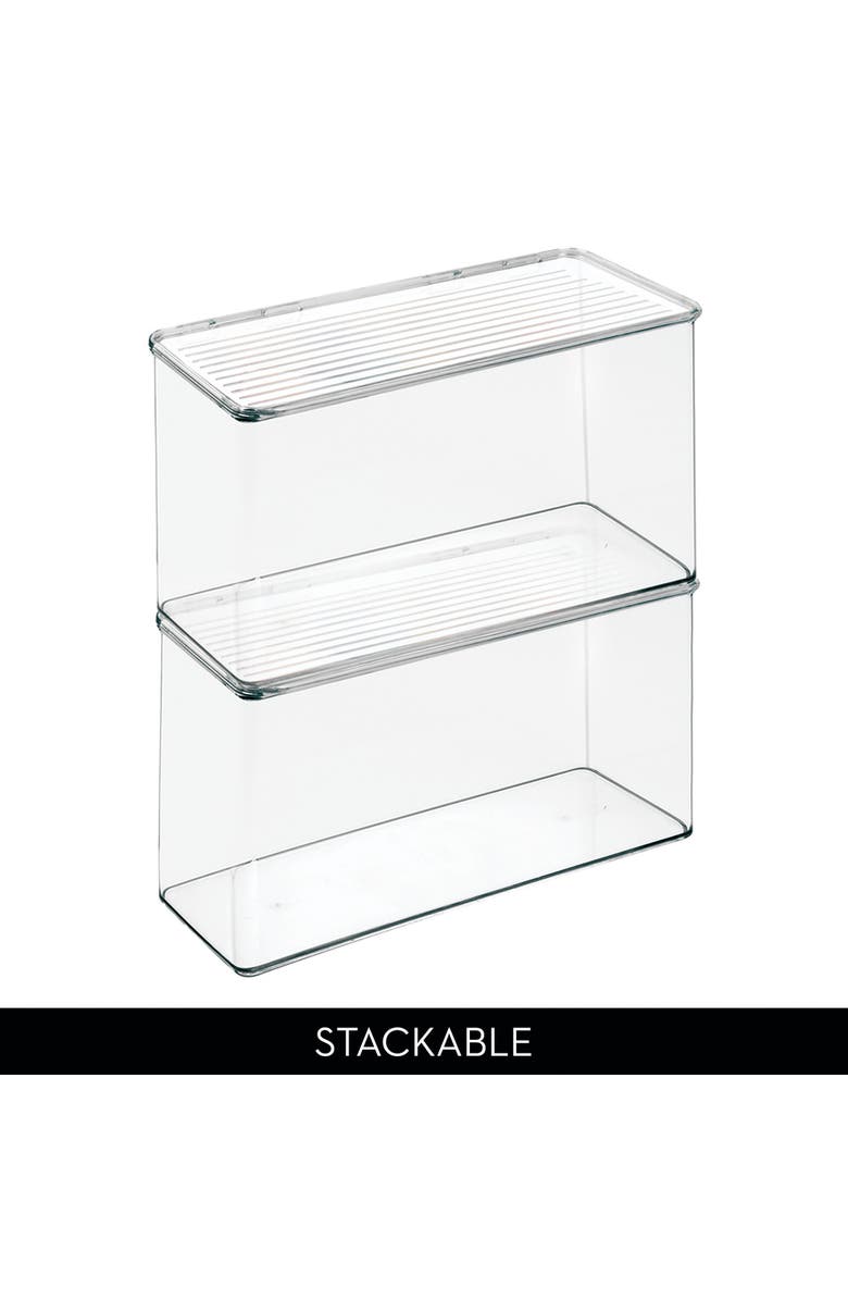 iDesign Plastic Stackable Hinged-Lid Pantry or Kitchen Storage Box - Set of 4 - Clear, Alternate, color, Clear