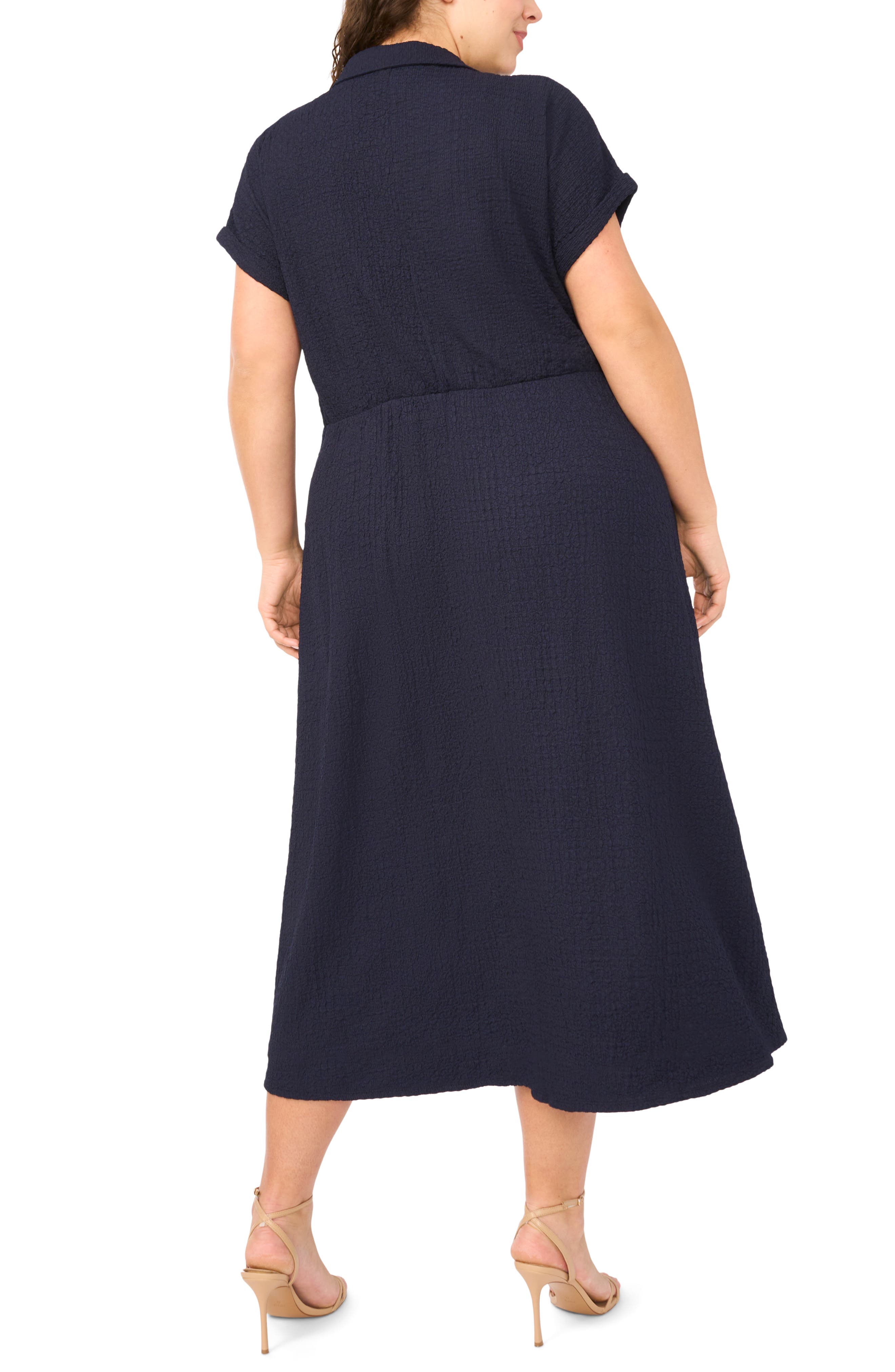 Tie Belt Textured Midi Dress - image 2
