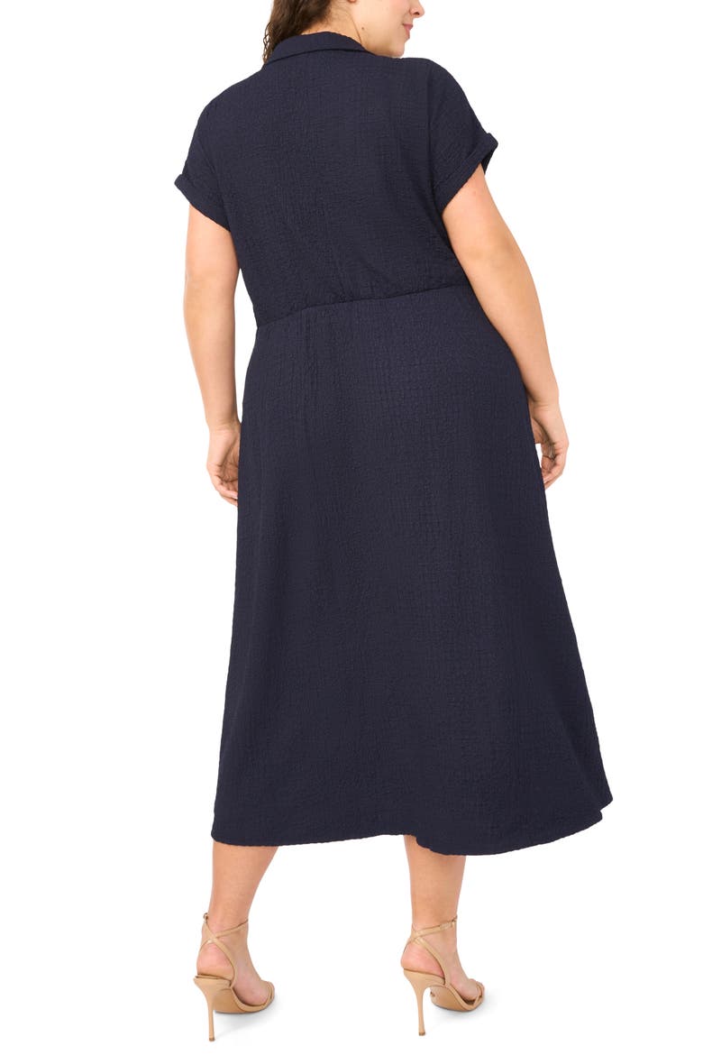 Tie Belt Textured Midi Dress, Alternate, color, BARITONE BLUE