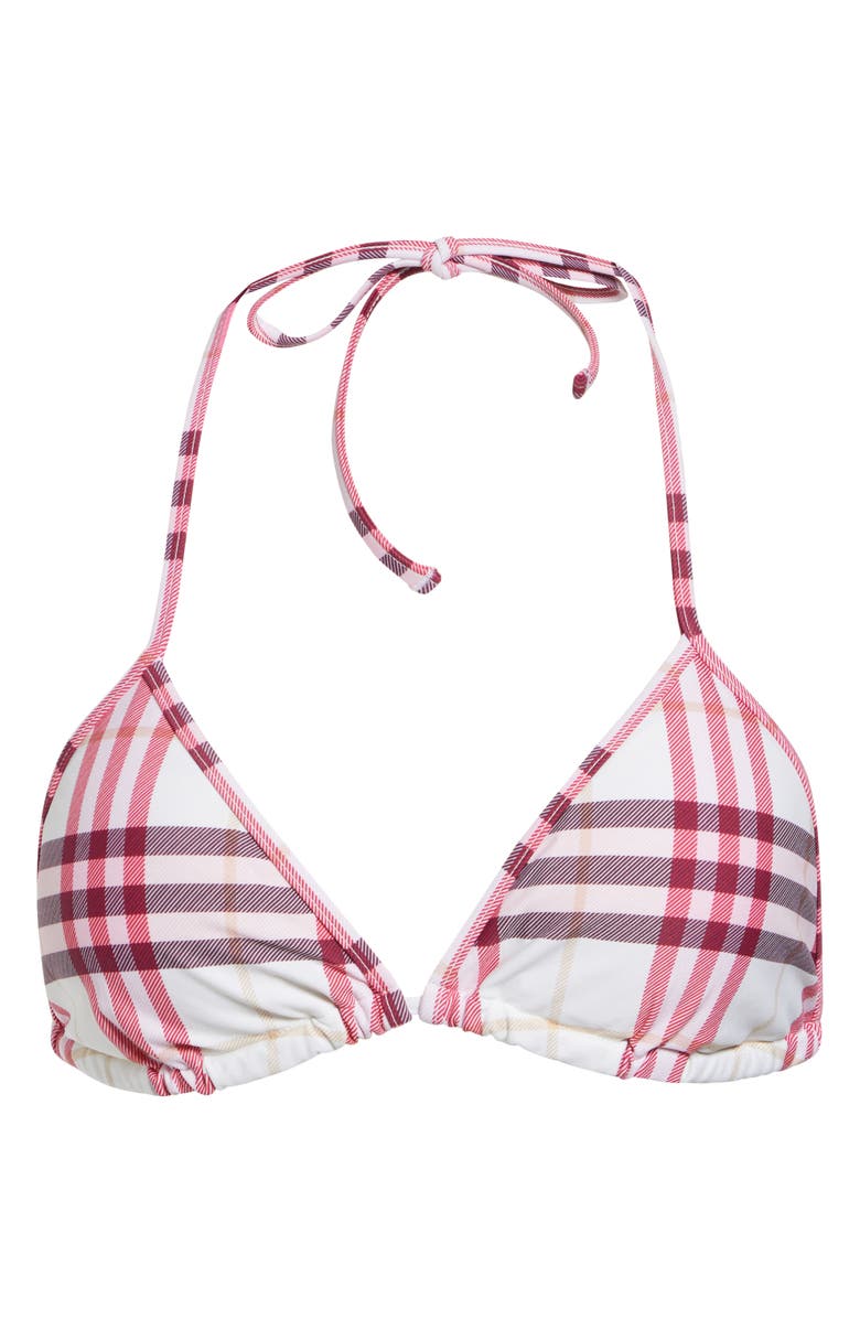 Burberry Sadie Check String Bikini Top, Main, color, Aubergine Prpl Ip Ck