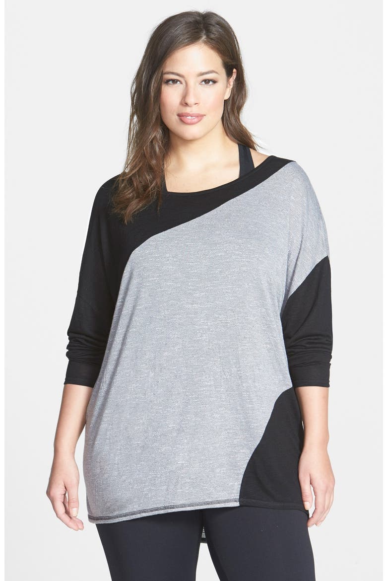 'First Place' Colorblock Pullover, Main, color, GREY HEATHER/ BLACK