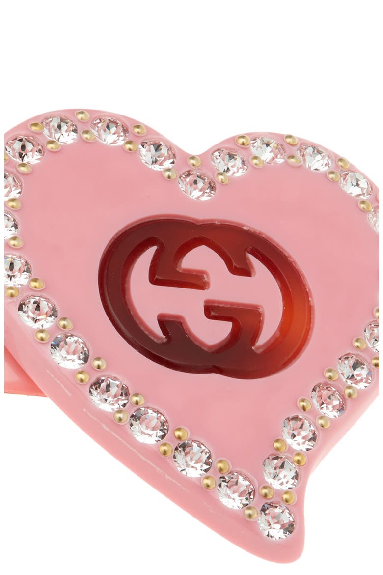 GG Heart Barrette, Alternate, color, PINK