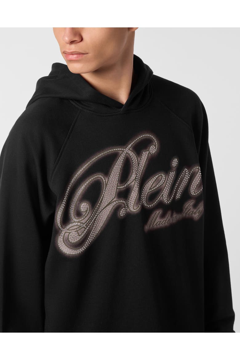 Hoodie Basic Strass Signature Men, Alternate, color, black