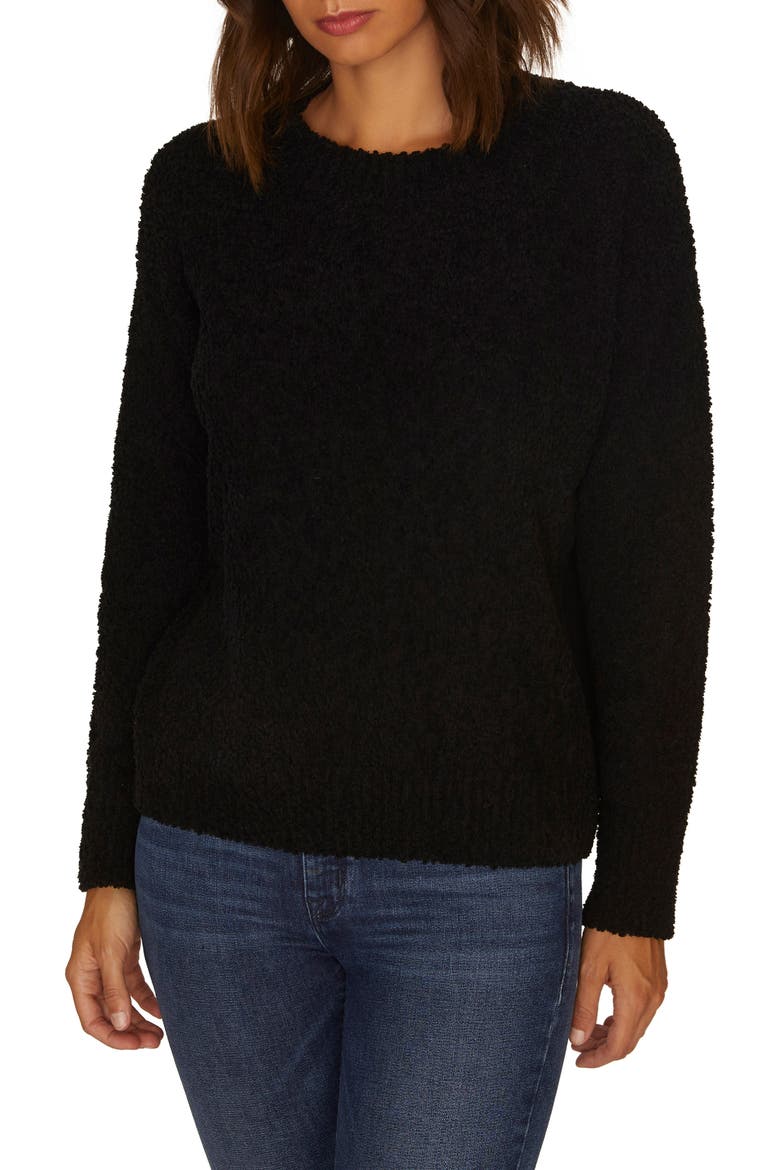 Teddy Textured Knit Sweater, Main, color, BLACK