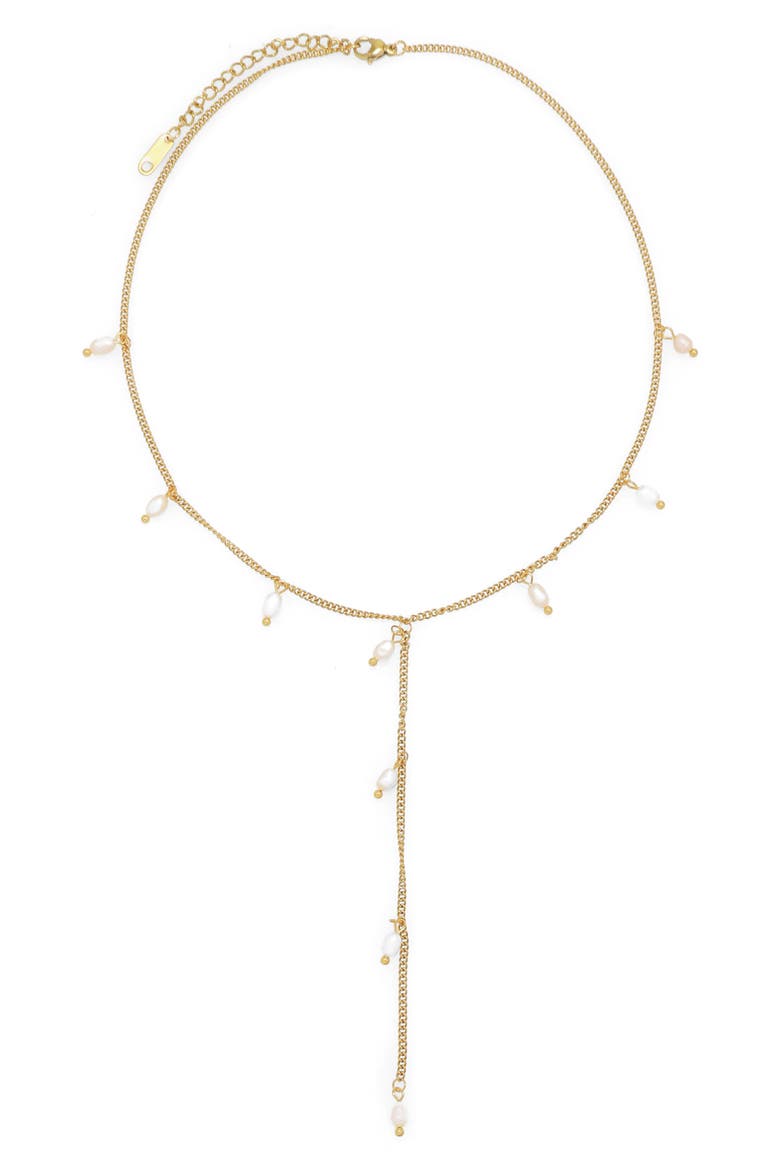Freshwater Pearl Station Y-Necklace, Main, color, GOLD