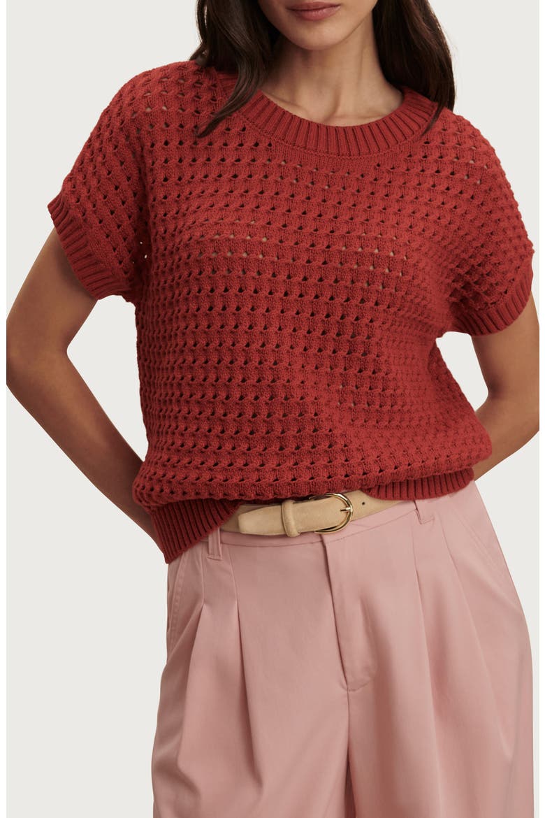 Denny Pointelle Knit Top, Main, color, BOSSA NOVA