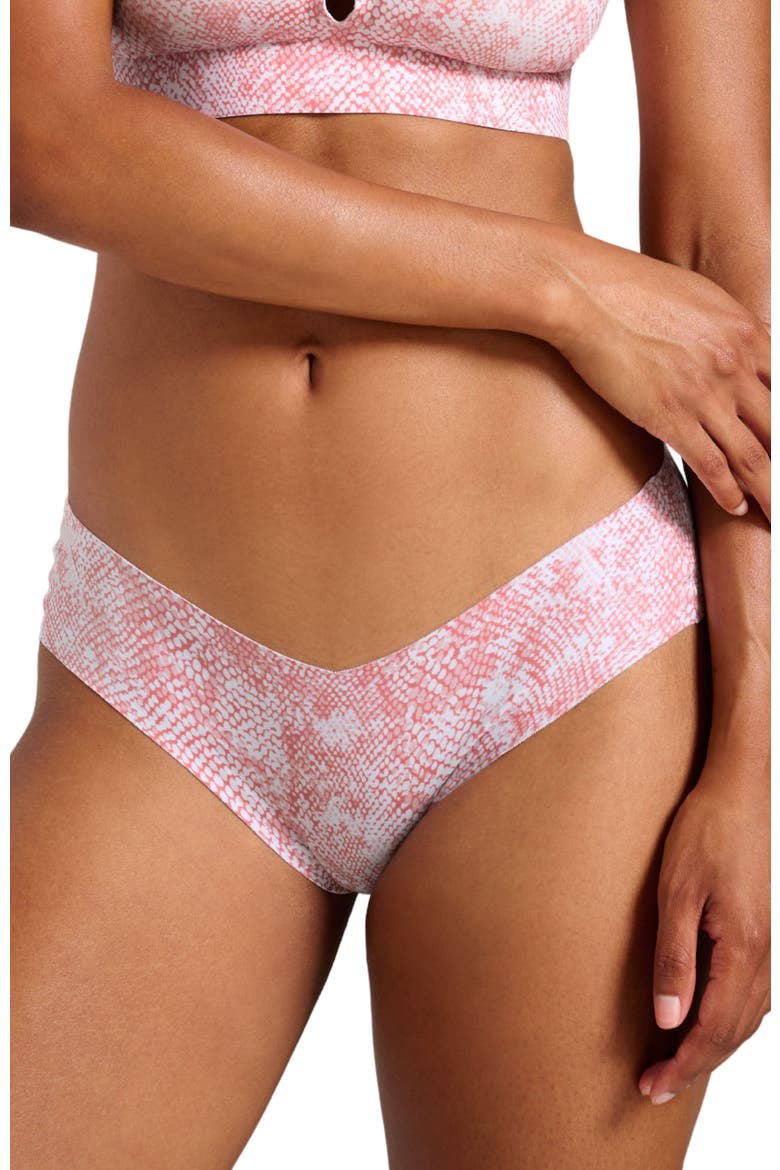 Organic Cotton No-Show Bikini, Main, color, Pink Snake Print