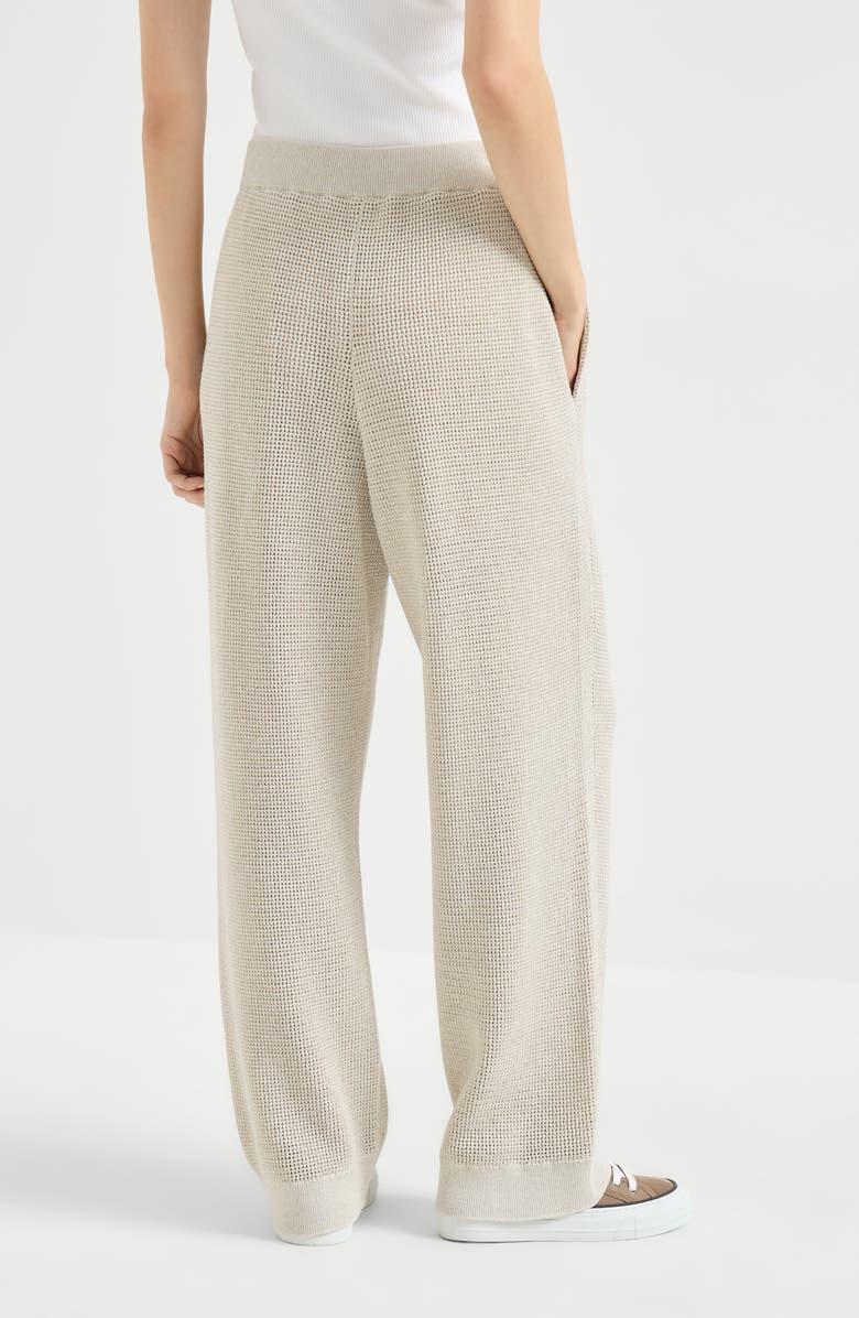 Brunello Cucinelli Sparkling net trousers, Alternate, color, Oat