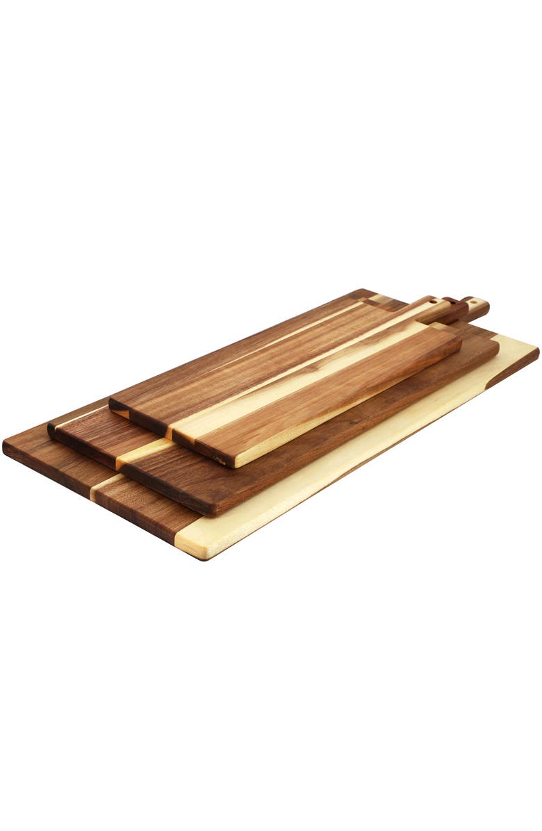 Megachef 3 Piece Acacia Wood Charcuterie Cheese Board Set with Handles, Alternate, color, Acacia
