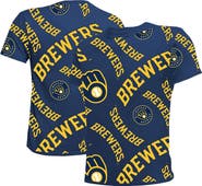 STITCHES Youth Stitches Navy Milwaukee Brewers Allover Team T-Shirt