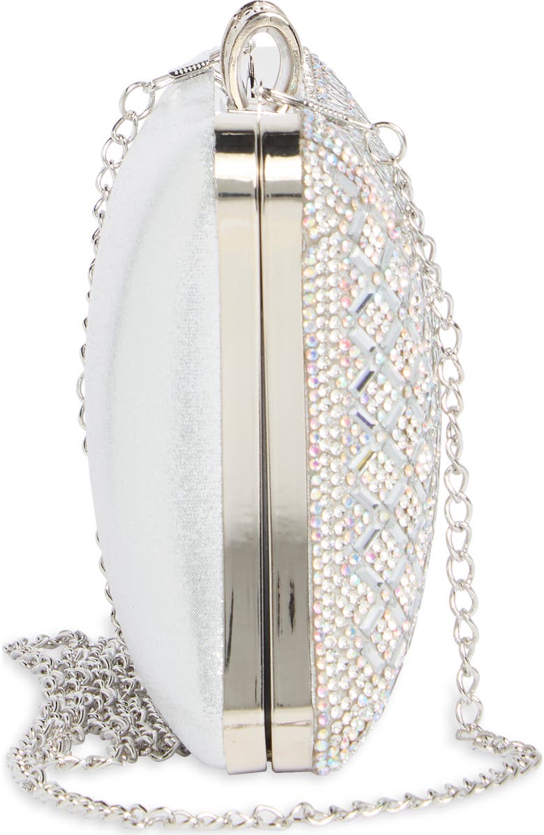 ALESSIA BIANCHI Rhinestone Embellished Metallic Clutch, Alternate, color, Platinum