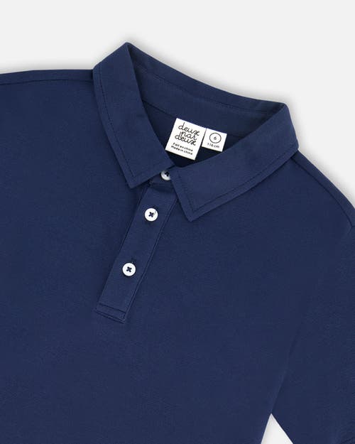 Deux Par Deux Boys' Short Sleeve Polo Shirt - Little Kid In Navy Blue