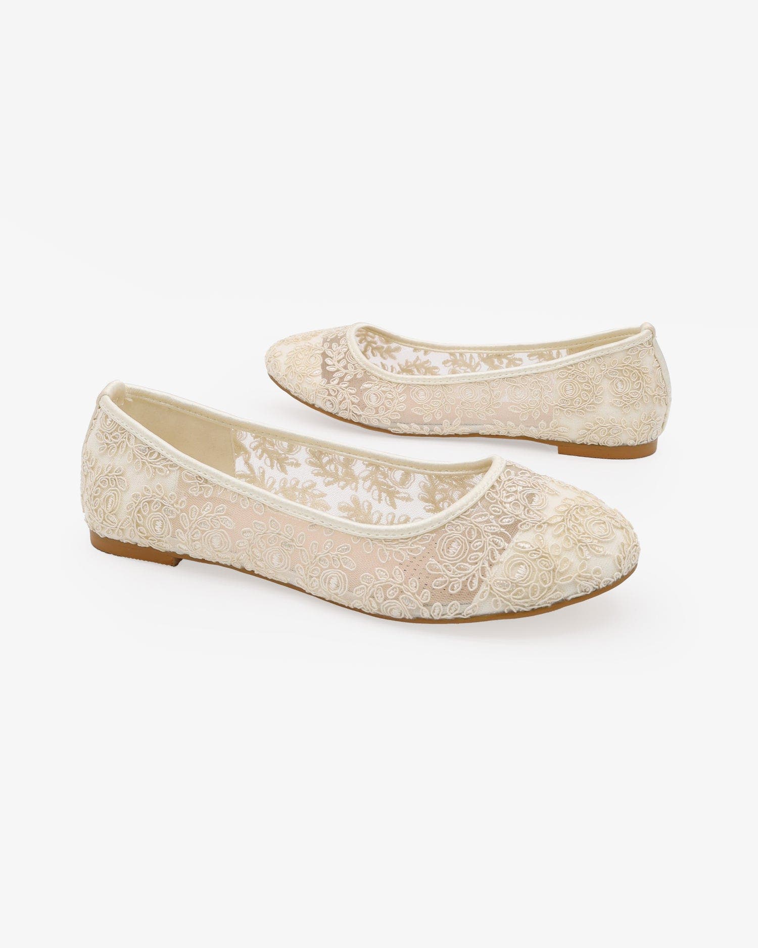 Baba Crochet Lace Ballet Flats, Alternate, color, Ivory