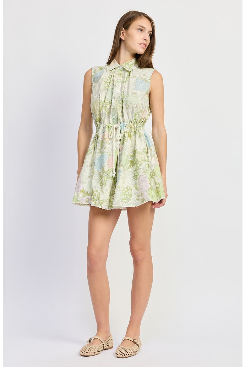 Blair Shell Print Minidress, Alternate, color, IVORY OLIVE MULTI