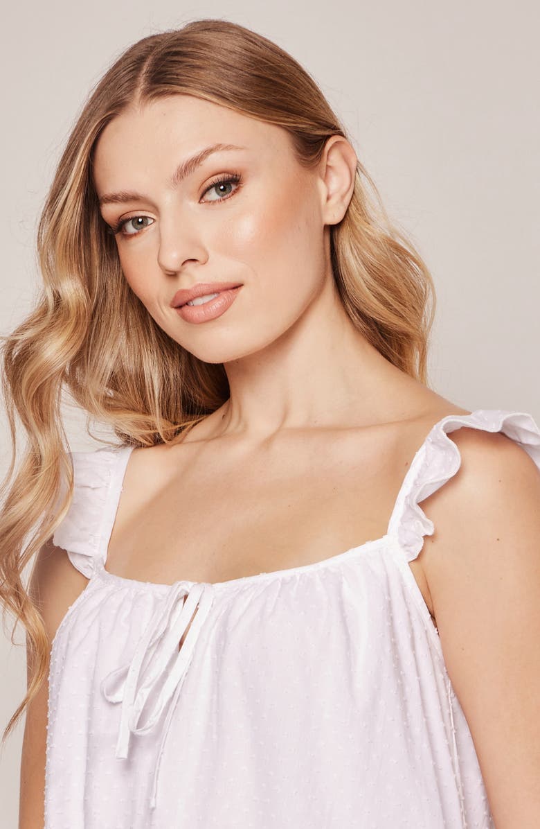 Petite Plume Celeste Swiss Dots Nightgown, Alternate, color, White