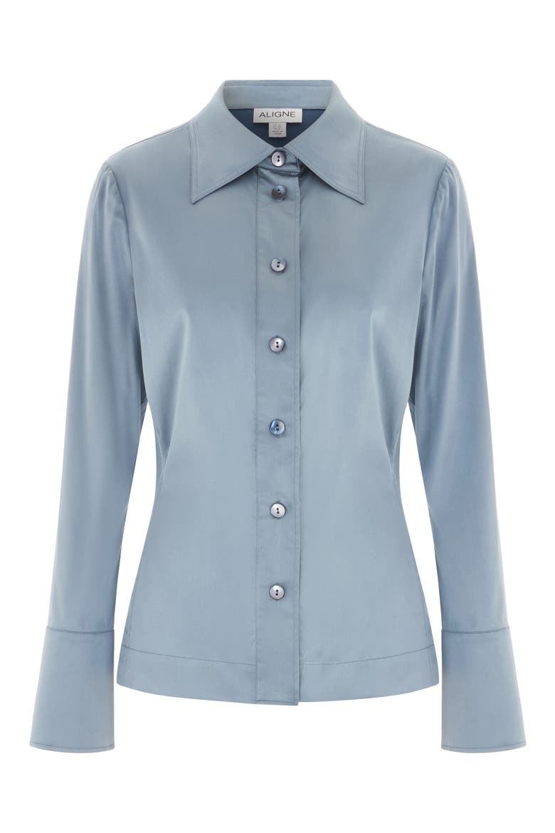 Janis Silk Blend Blouse, Alternate, color, STEEL BLUE