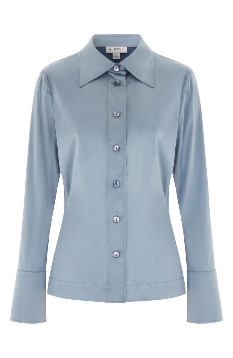 ALIGNE Janis Silk Blend Blouse, Alternate, color, Steel Blue
