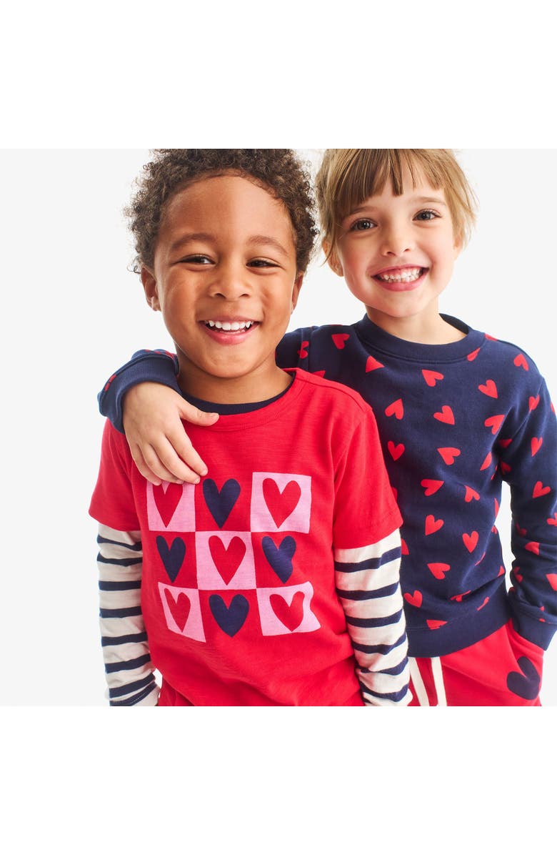 Primary Kids Sweatshirt In Confetti Hearts, Alternate, color, Navy Mini Lollipop Hearts