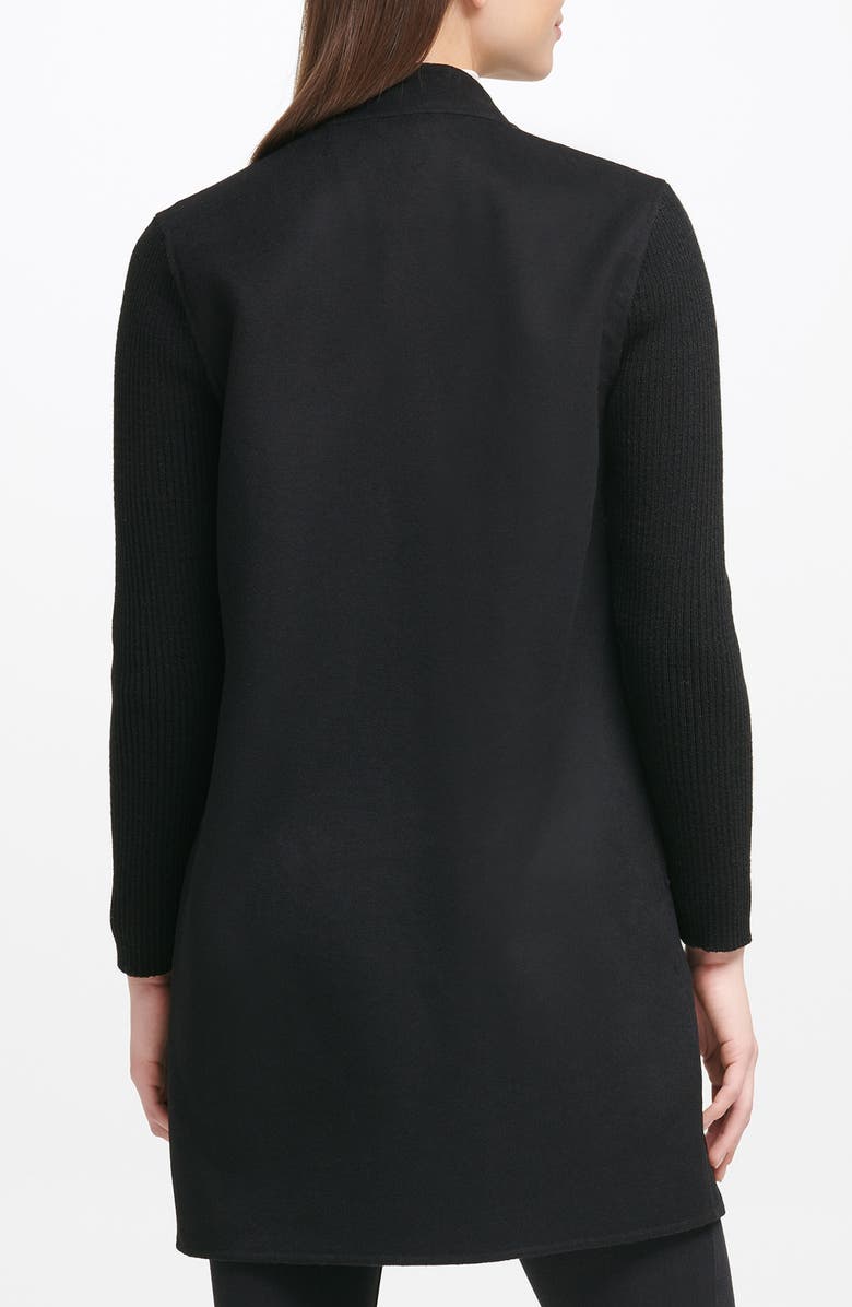 Kenneth Cole Ribbed Sleeve Wool Blend Coat, Alternate, color, 