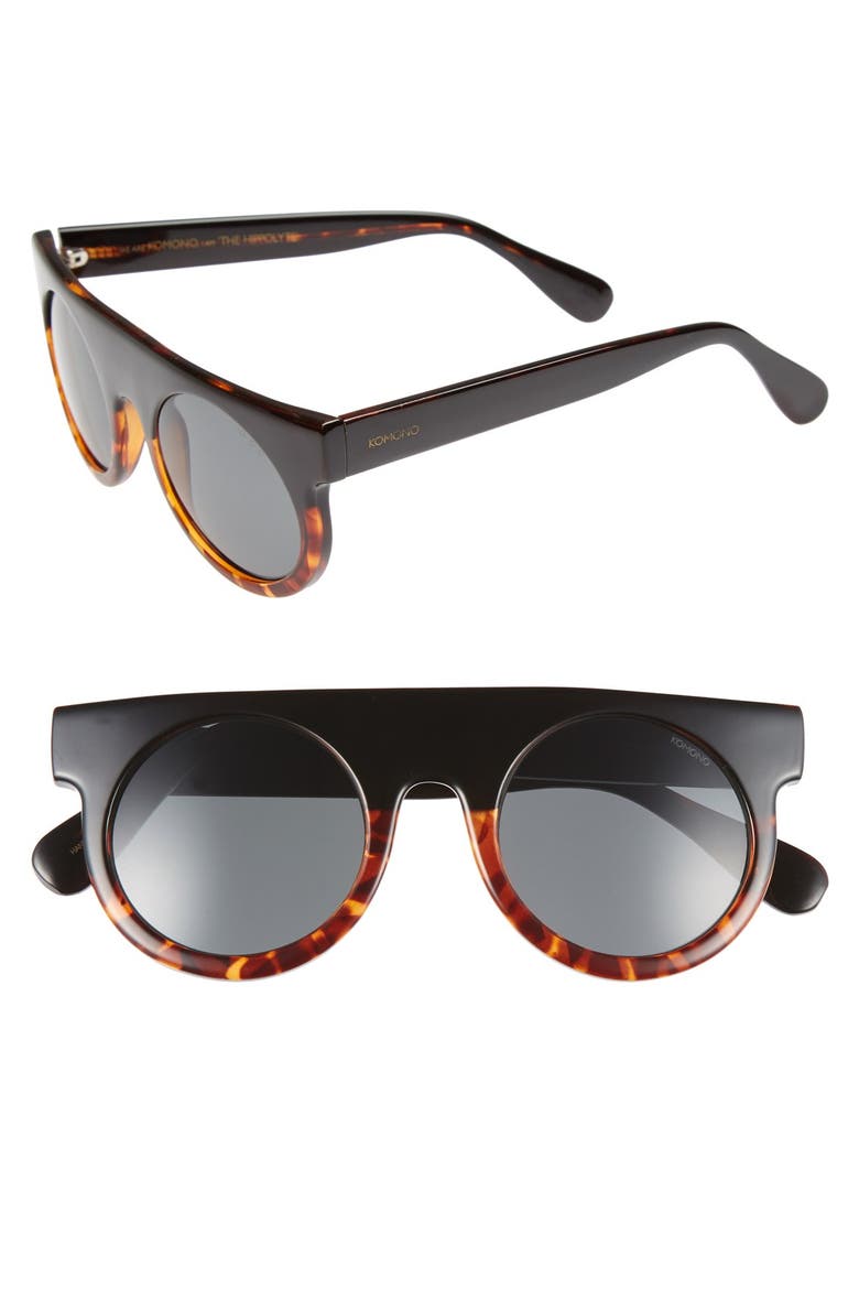 'Hippolyte' Shield Sunglasses, Main, color, BLACK/ TORTOISE