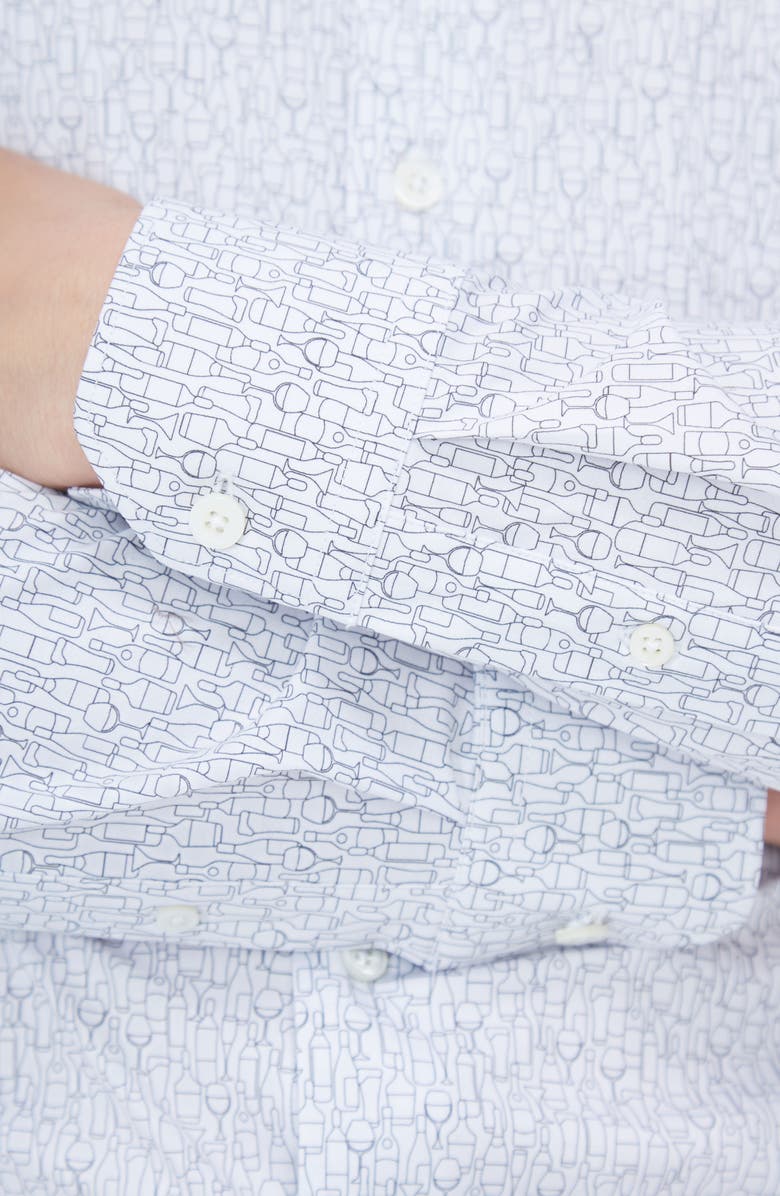 Bugatchi James OoohCotton<sup>®</sup> Barware Print Button-Up Shirt, Alternate, color, White