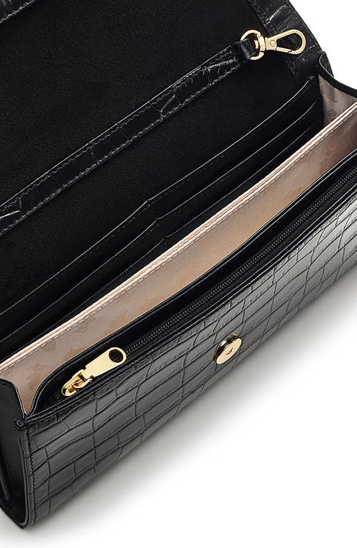 Radley Chancery Row Mini Croc Embossed Leather Crossbody Bag In Black