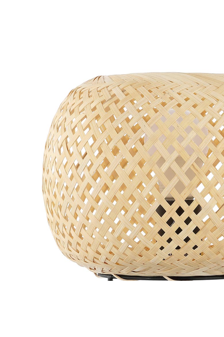 Palma Bohemian Rustic Iron/Rattan LED Mini Table Lamp with Smart Bulb, Alternate, color, Light Brown/Black