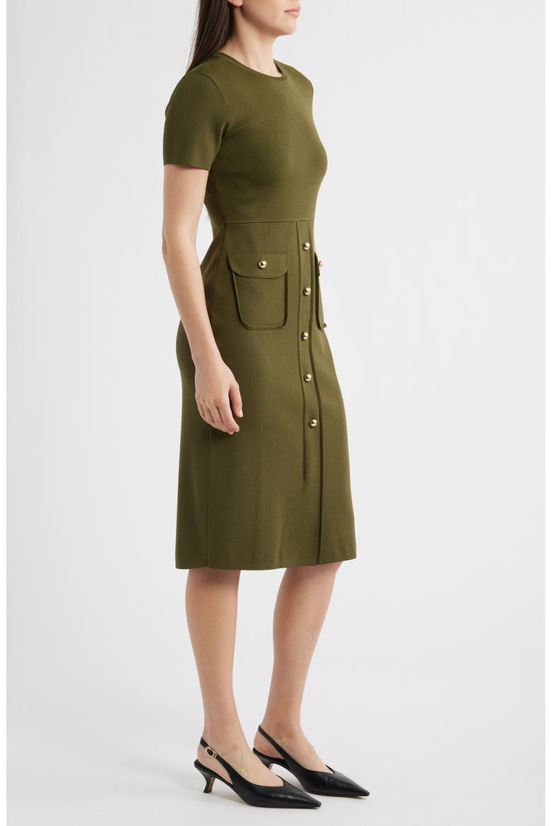 Fitted Midi Sweater Dress, Alternate, color, OLIVE