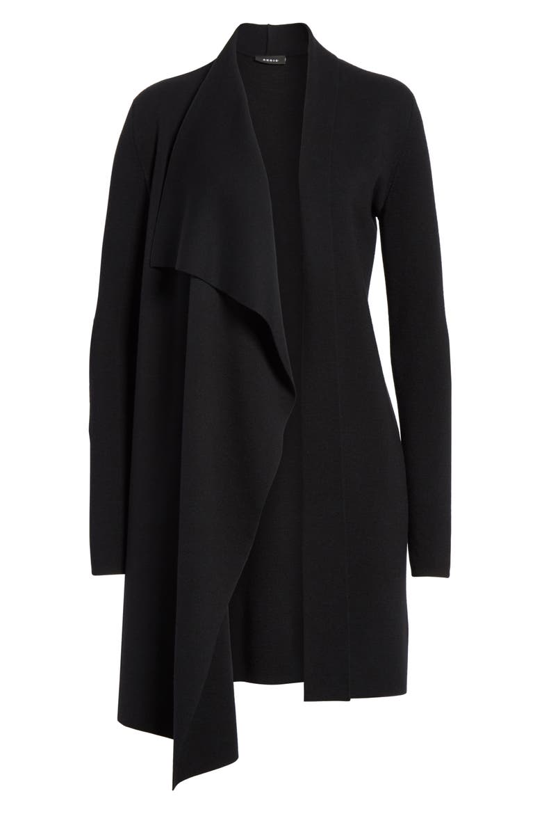 Draped Wool Cardigan, Alternate, color, BLACK