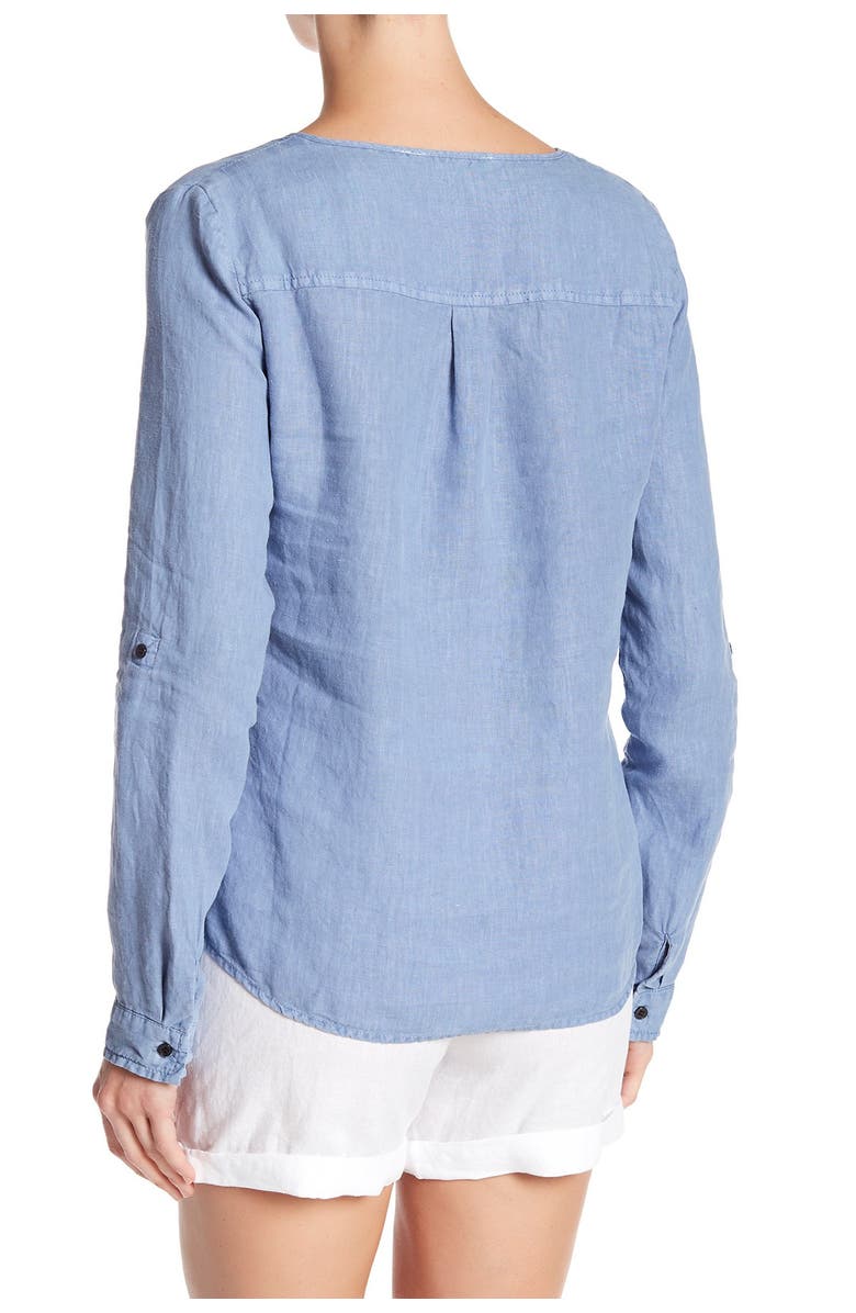 Three Dots Yana Long Sleeve Linen Blouse, Alternate, color,