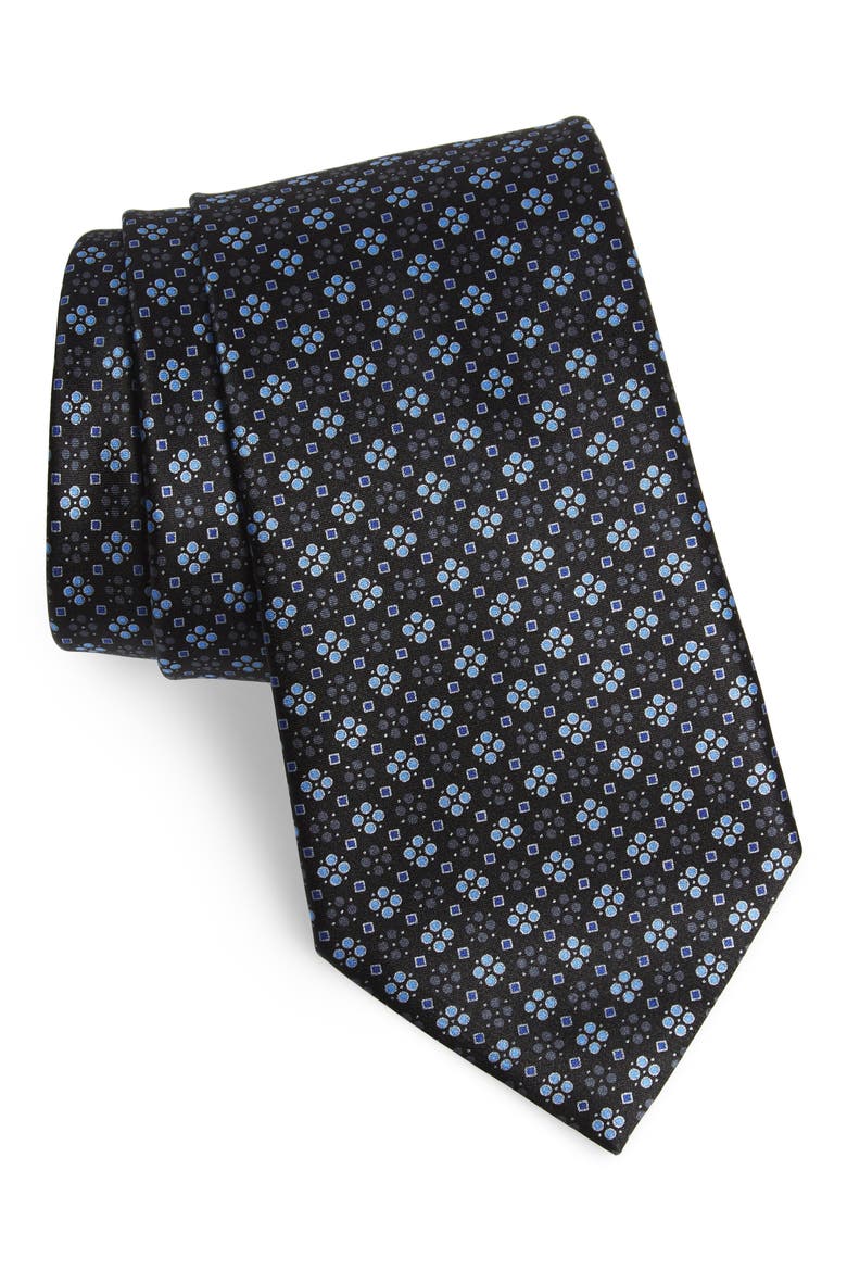 Ermenegildo Zegna Geometric Silk Tie, Main, color, NAVY