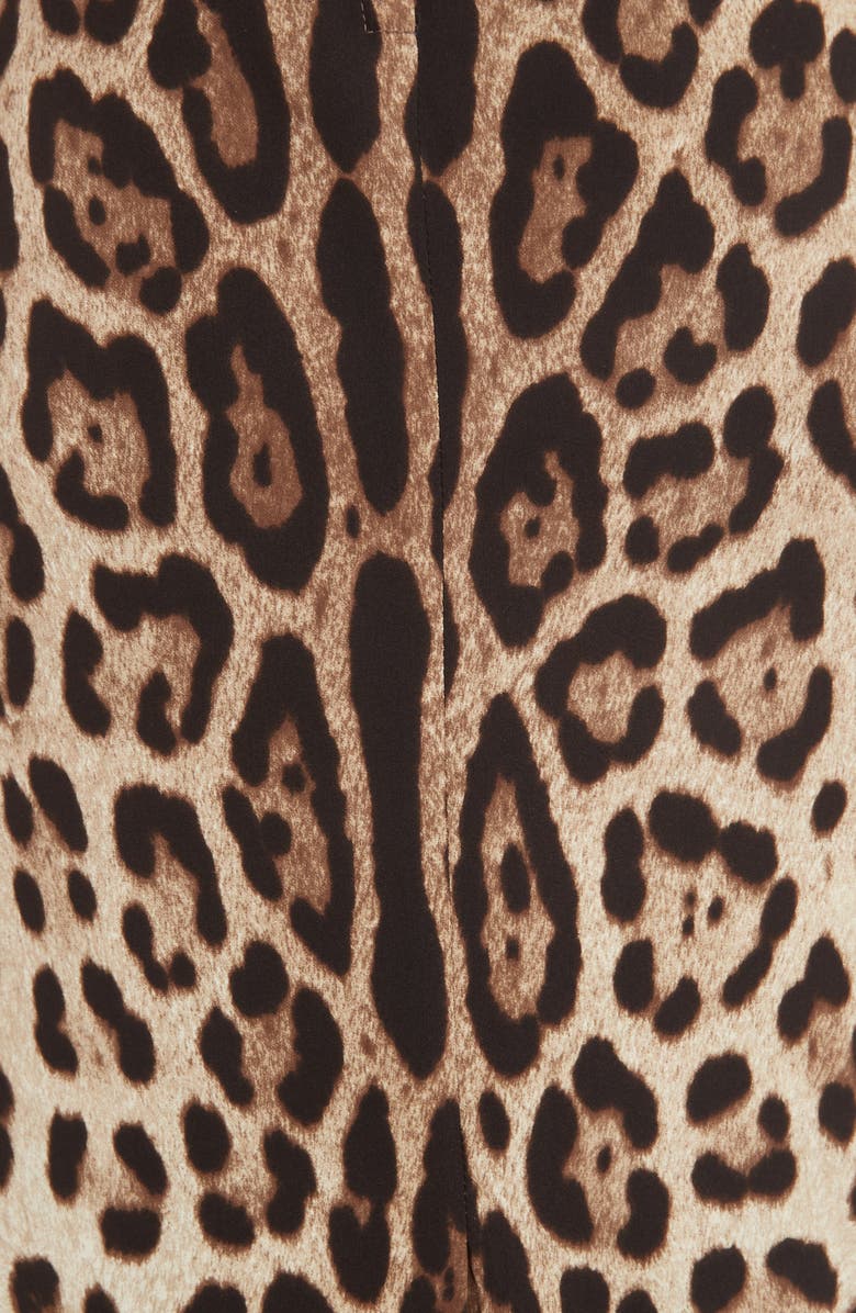 Dolce&Gabbana Leopard Print Stretch Silk Midi Sheath Dress, Alternate, color, 