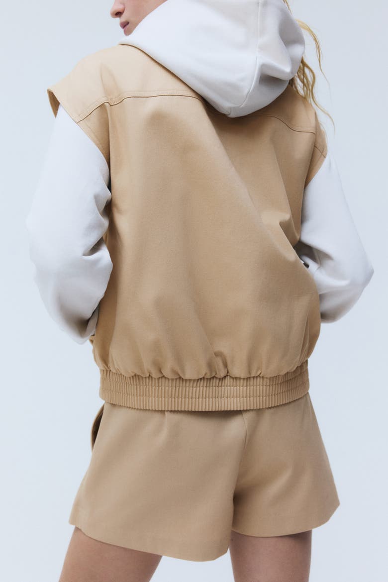 Collared Cotton Gilet, Alternate, color, Beige