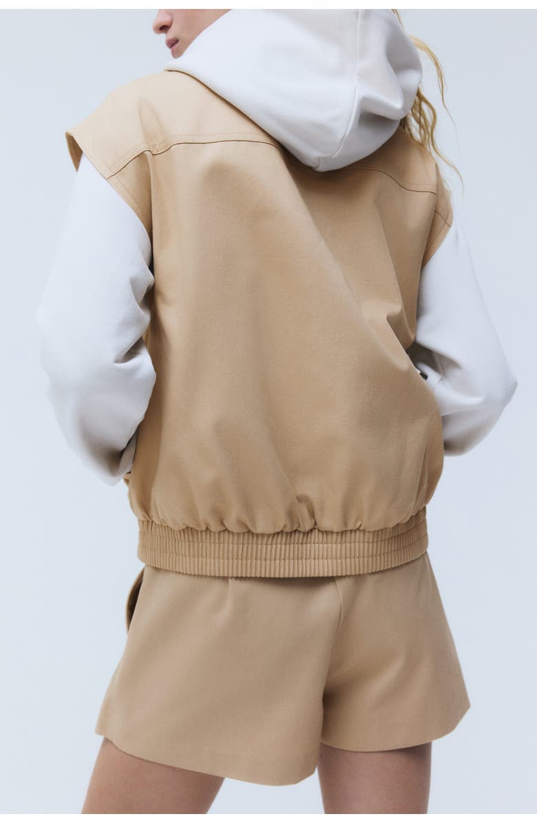 H&M Collared Cotton Gilet, Alternate, color, Beige