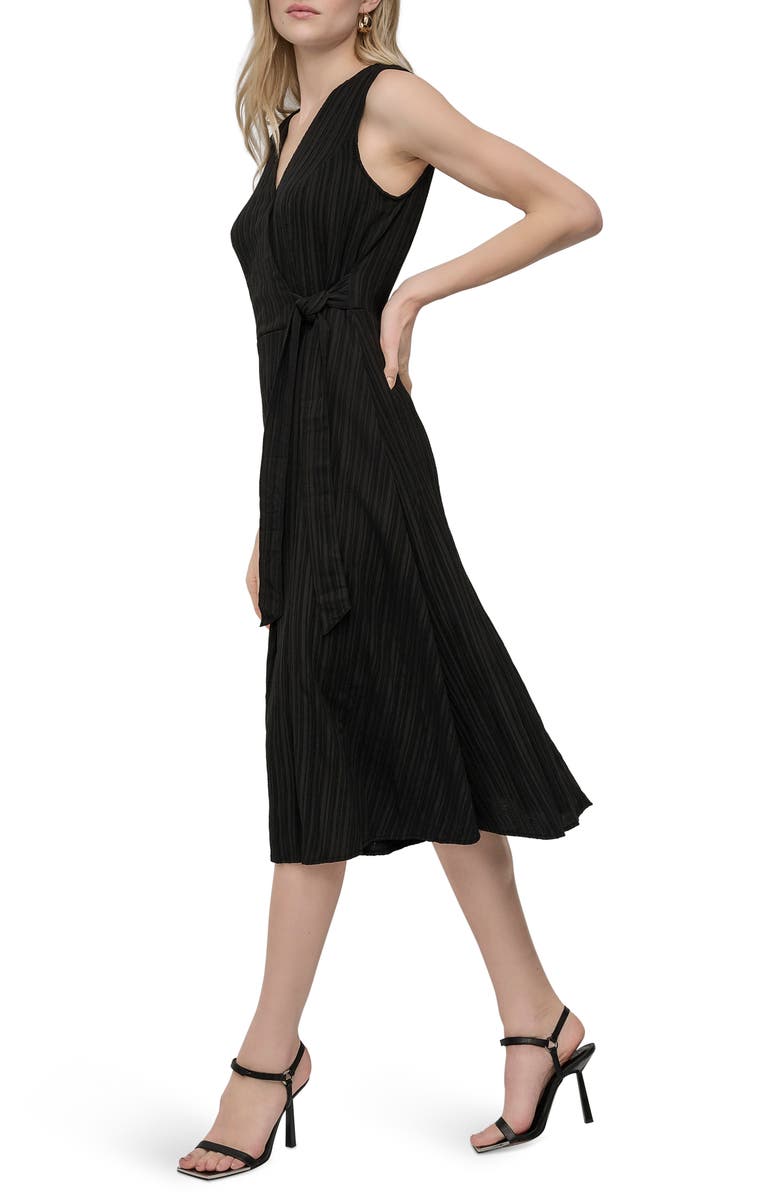 DKNY Sleeveless Faux Wrap Midi Dress, Alternate, color, 