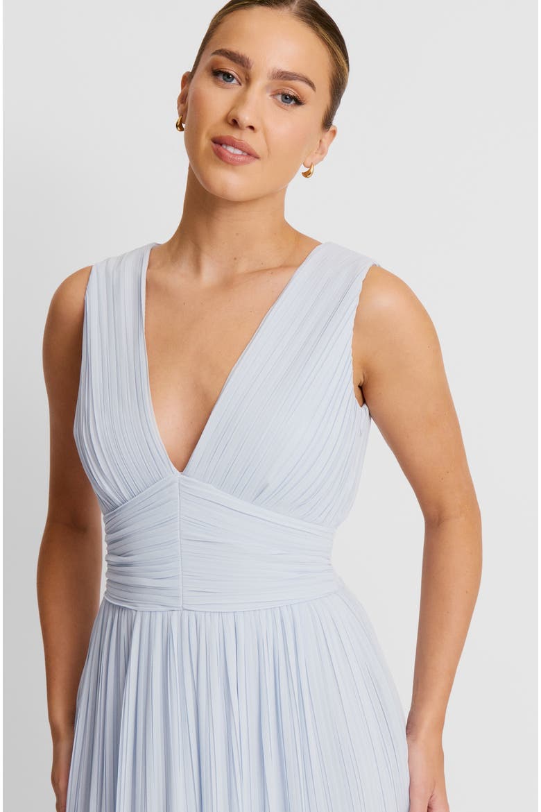 Pleated Plunge Maxi Dress, Alternate, color, Powder Blue