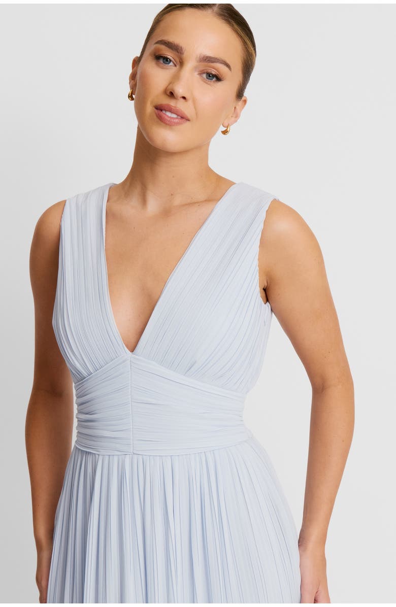 Six Stories Pleated Plunge Maxi Dress, Alternate, color, Powder Blue