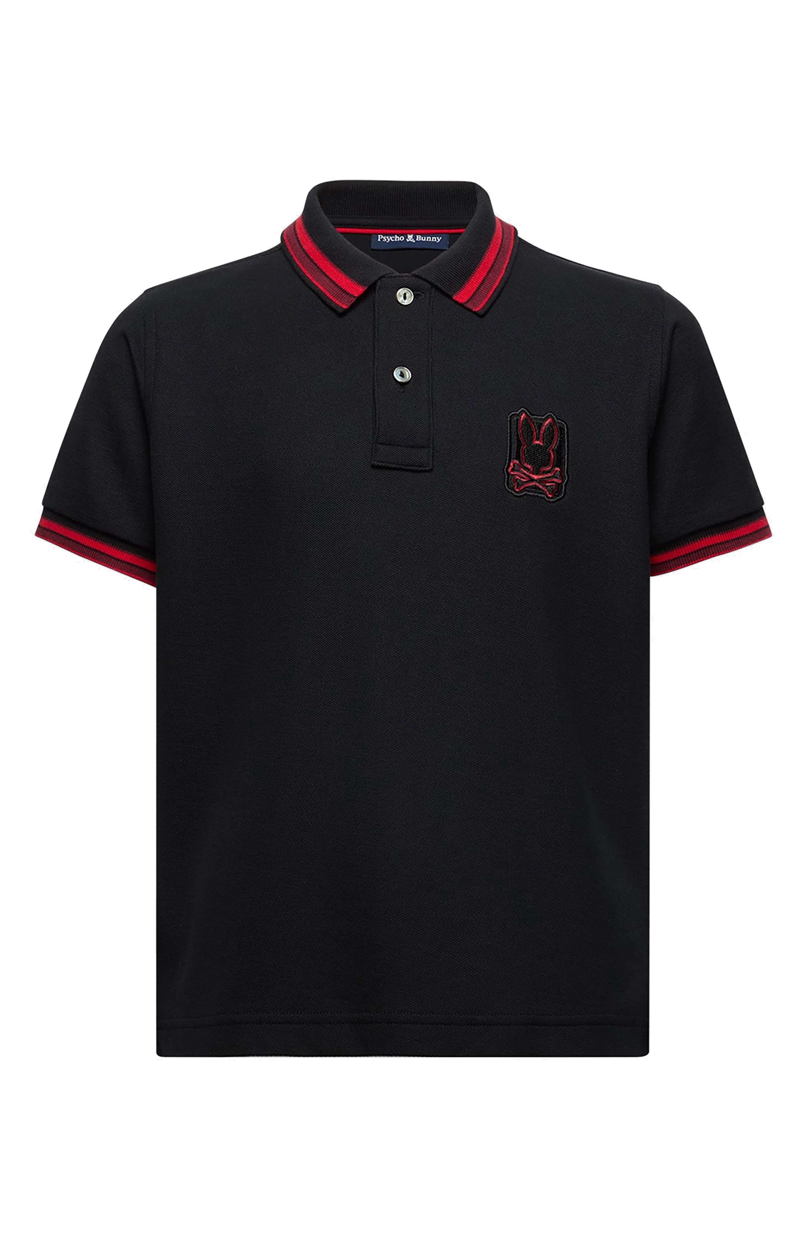 Psycho Bunny Kids' Pierce Tipped Cotton Piqué Polo
