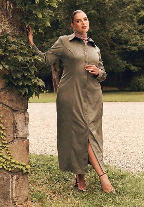 Suede Shirt Dress