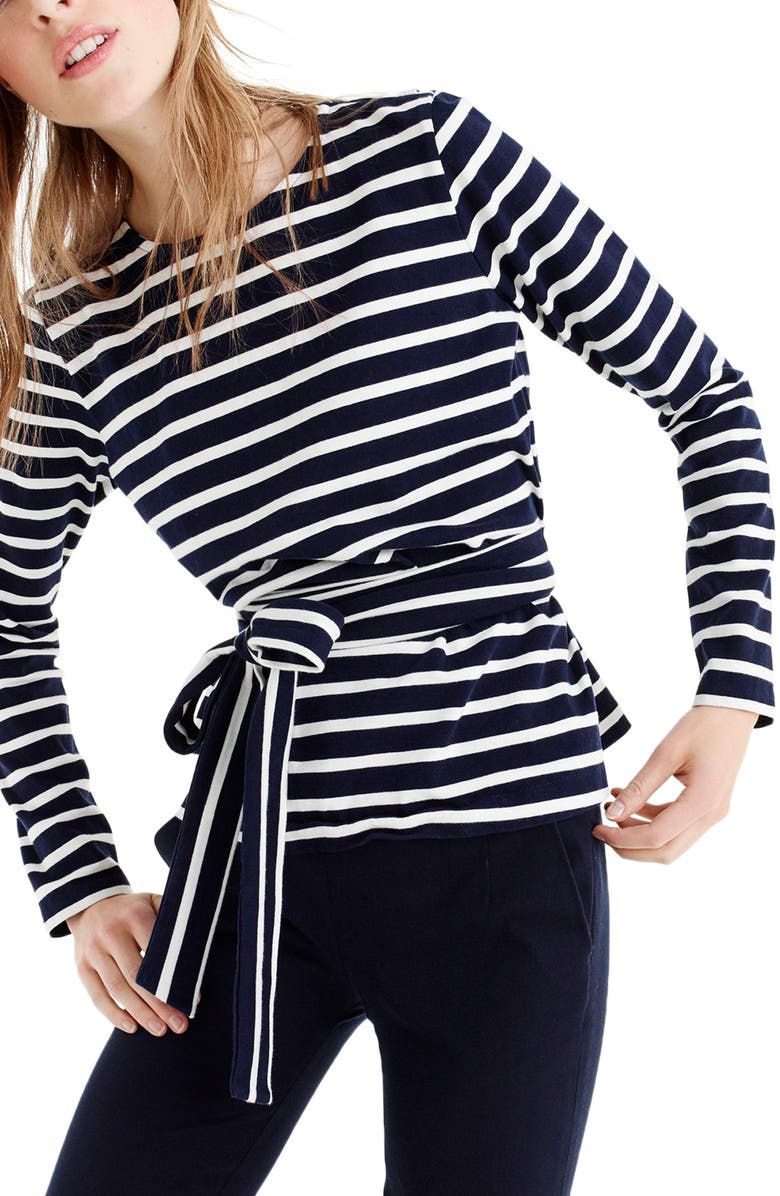 J.Crew Belted Cross Back Top, Main, color, 